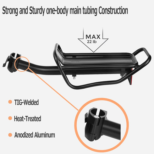 Rear Bike Rack with Quick Release Camp - Retractable Aluminum Alloy Bicycle Cargo Rack for 26"-29" Frames