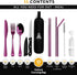Portable Travel Silverware Set With Case, Includes 10 Pcs of Travel Utensils With Case, Stainless Steel Flatware Set For Camping, Easy to Travel, Lightweight (Purple) by TAPLORD