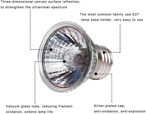 CTKcom 25W UVA+UVB Reptile Bulbs, 4 Pack, 110V Heating Lamp for Turtle Aquarium Habitat