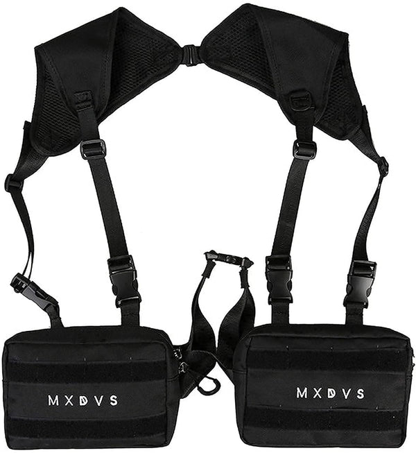 Unisex Black Chest Rig Bag - Streetwear Tactical Vest Hip-hop Chest Bags Fashion Tactics Waist Pack for Women