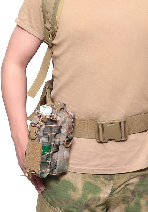 Tactical EDC Pouch, Molle Utility Pouches, Gadget Organizer Phone Holder with Water Bottle Holder