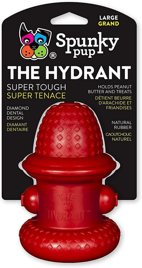 Spunky Pup Hydrant Dog Toy, Fill with Treats or Kibble | Rugged Double Wall Textured Rubber | Promotes Healthy Teeth