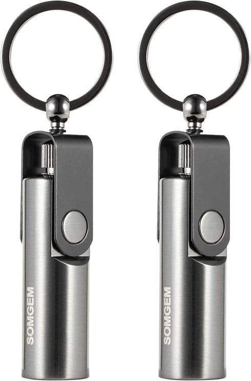 SOMGEM Permanent Match Keychain 2 Pack - Kerosene Refillable Waterproof Flint Fire Starter