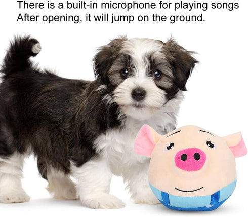 Zerodis Pet Bouncing Ball Toy, Cartoon Pig Electric Sound Ball, Washable Clothes for Indoor Dog Cat Kitten Playing