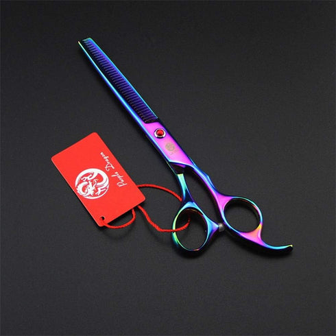 Purple Dragon 7.0 Inch Rhinestone Pet Grooming Scissors Set, 3PCS Dog Hair Cutting & Thinning Shears