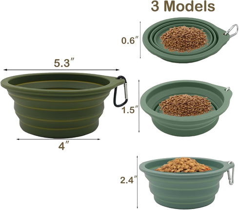 2 Pack Collapsible Dog Travel Bowls, 21oz/600ml, 100% Food Grade Silicone, Portable Pet Dishes, BPA Free