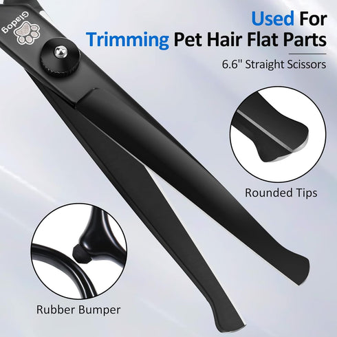 5 1 Dog Grooming Scissors Kit with Safety Round Tips, GLADOG Professional in Grooming Scissors for Dogs