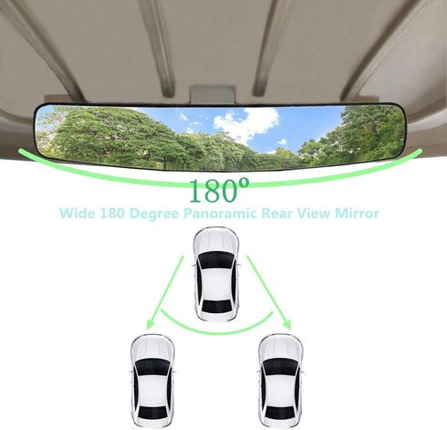 Golf Cart Rear View Mirror, 16.5 Inch Extra Wide Panoramic Fit for EZGO, Yamaha, Club Car