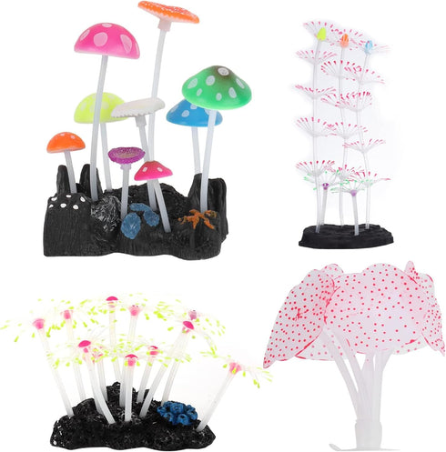 Yscryptoline Glowing Silicone Aquarium Coral Decorations, Luminous Fish Tank Ornaments, Marine Plant Decor,