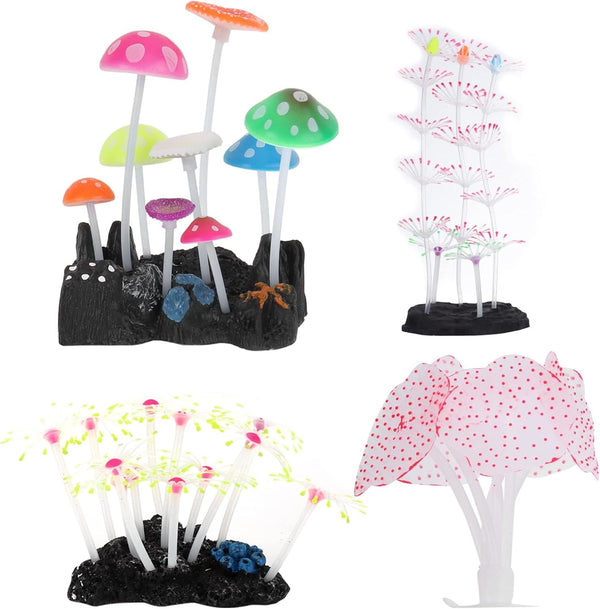Yscryptoline Glowing Silicone Aquarium Coral Decorations, Luminous Fish Tank Ornaments, Marine Plant Decor,