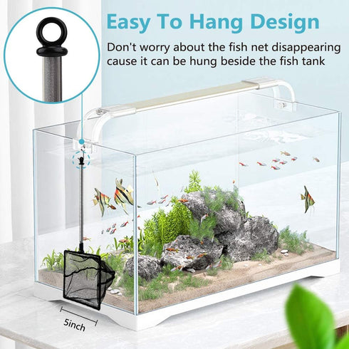 Aquarium Fish Net, 5 Inch Fine Mesh with Extendable 9-24 inch Long Handle