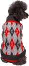 Blueberry Pet Chic Argyle Dog Sweater, Charcoal and Scarlet Red, Back Length 12", Pack of 1