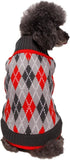 Blueberry Pet Chic Argyle Dog Sweater, Charcoal and Scarlet Red, Back Length 12", Pack of 1