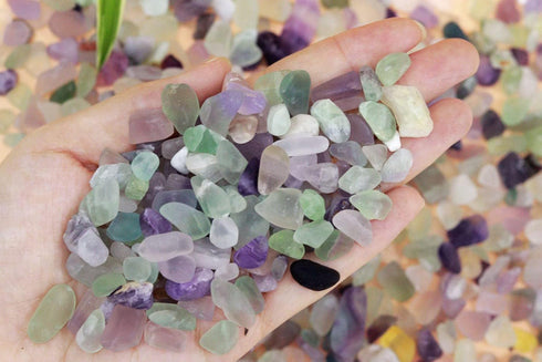 Fluorite Aquarium Gravel Rocks - Natural Tumbled Healing Crystal Chips for Fish Tank