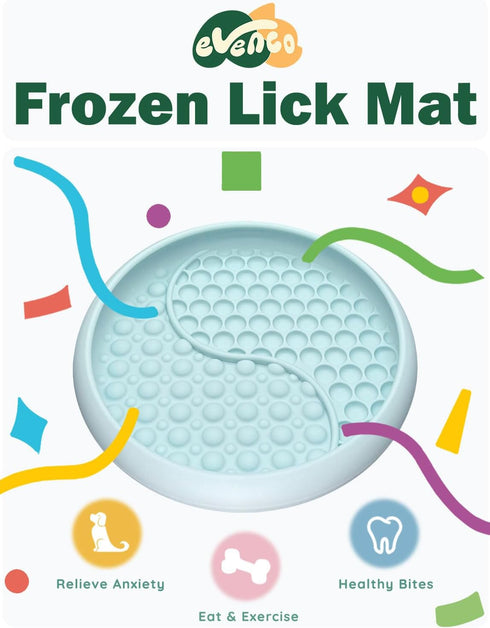 evenco (8.0" 1.4" Lick Mat for Dogs, Silicone Slow Feeder Licking Mat with Non-Slip Suction Cups, Freeze-Friendly Lick