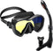 Snorkel Set with Anti-Fog Panoramic View Mask and Anti-Leak Dry Snorkel Tube | Snorkeling Gear for Adults with Kit Bag