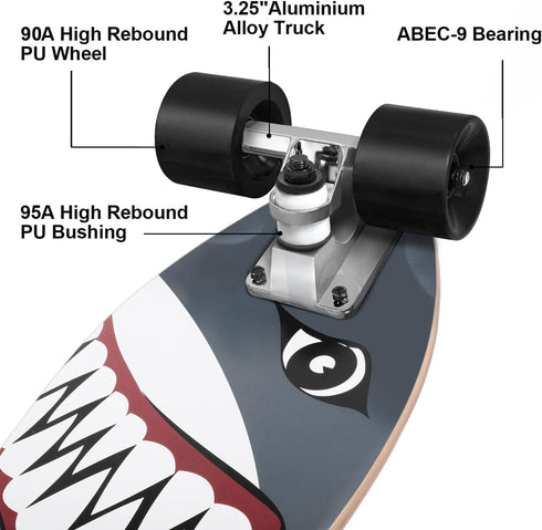 Skateboard Complete - 22 Inch Mini Cruiser for Beginners, Kids, Boys, and Girls