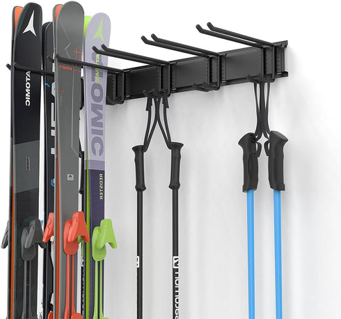 Ultrawall Ski Rack for Wall Mounted Storage, 10 Pairs of Skis Holder, Garage Organizer System, Holds Up to 300lbs