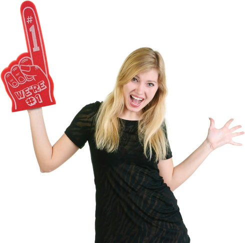 Giant 18 Inch Foam Finger - We're Number 1 Hand for Cheerleading, Sports Events, Vibrant Celebration Colors
