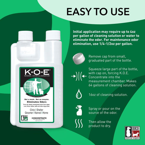 16 oz, Odorcide, Thornell KOE Kennel Odor Eliminator Concentrate, Great for Cages, Runs, Floors & More, Pet Odor