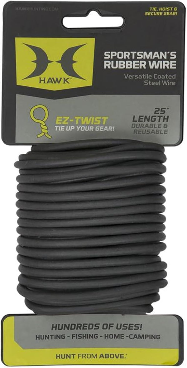 HAWK Sportman's Rubber Wire - 25' Long, Durable, Easy to Use, Rust-Free Coated Wire for Hunting, Fishing, Camping