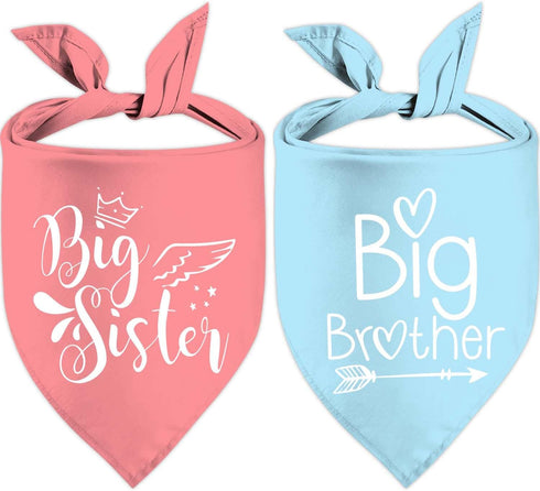 Big Sister Big Brother Dog Bandanas, Adjustable Double Sided Pet Bandana for