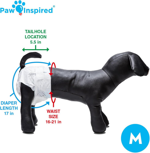 (12 Count, Paw Inspired Disposable Dog Diapers | Female Dog Diapers Ultra Protection | Diapers for Dogs in Heat