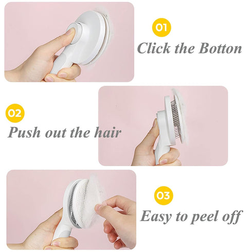 Self Cleaning Slicker Brush for Dogs and Cats, Pet Grooming Hair Brush for Undercoat, Loose Hair, Mats, Tangles
