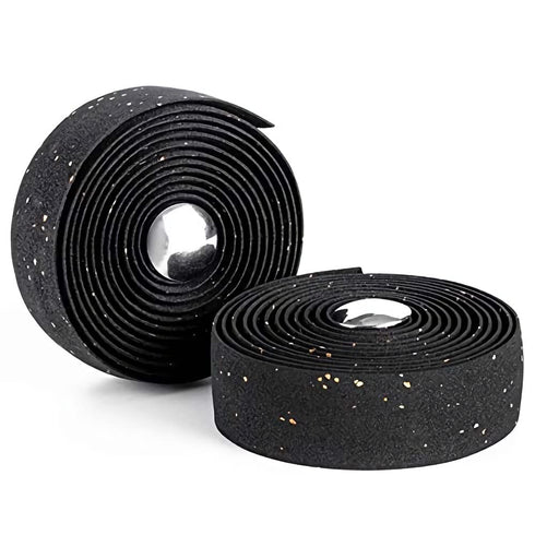 LSSH Cork Bike Handlebar Tape, Cycling Handle Wraps, EVA Road Bike Handlebar Tape – 2 Rolls (Black)
