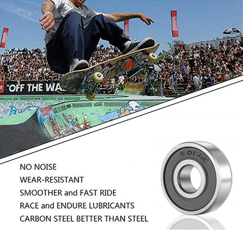 SHKI 10 Pack 608 2RS Ball Bearings – Miniature Deep Groove Bearings for Skateboards, Inline Skates, Scooters