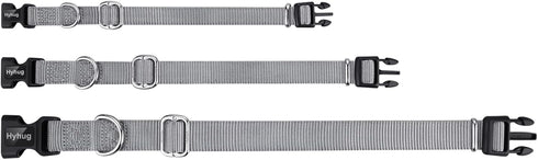 Hyhug Pets Heavy Duty Basic Collar for Large Breeds Dogs, Unique Design Adjustment Triglide Slide, Sleet Gray