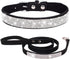 Puppy Dog Collar and Leash Set, Bling Rhinestone Diamond Crystal Glitter Collars for XXS XS Small Medium Large Dogs,