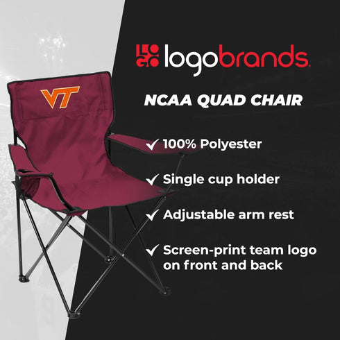NCAA Portable Quad Chair - Folding Tailgate Chair with Cup Holder
