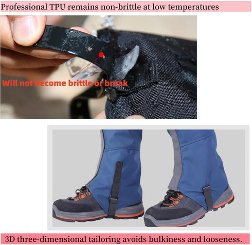 Waterproof Gaiters for Hiking, Lightweight Adjustable Leg Gaiters for Men Women, Suitable for All Seasons