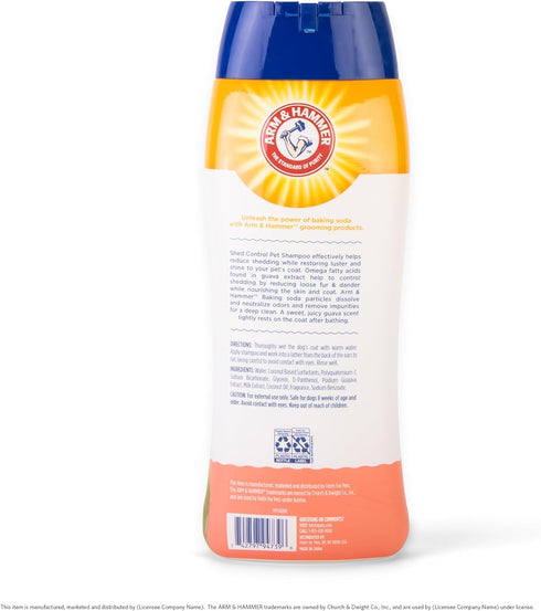 Arm & Hammer Shed Control Shampoo for Pets, 20oz Juicy Guava Scent | Professional De-Shedding Dog Shampoo, Paraben-Free