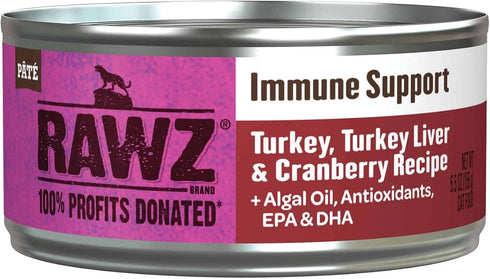 Rawz Natural Premium Pate Canned Food for Cats + Algal Oil, Antioxidants, and EPA & DHA for Immune Support, 12 Pack