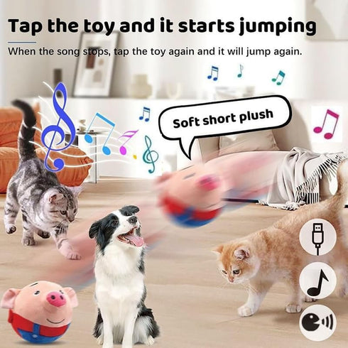 Geojec Toy,2026 Interactive Dog Toys,Active Moving Pet Plush New shaking dog ball pig dog toy Interactive Dog Ball