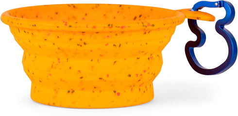 The Dodo Collapsible Dog Bowl, Yellow; Travel Dog Bowl That Folds Flat with Carabiner for Easy Storage