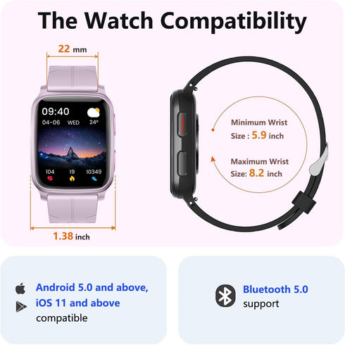 FITVII Fitness Tracker, Smart Watch with 24/7 Blood Pressure, Heart Rate Monitor, Sleep Tracker, IP68 Waterproof