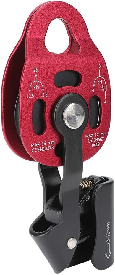 Outdoor Heavy Duty Aluminium Rock Climbing Pulley - 4KN Single Swivel Rope Equipment for 8-12mm Rope