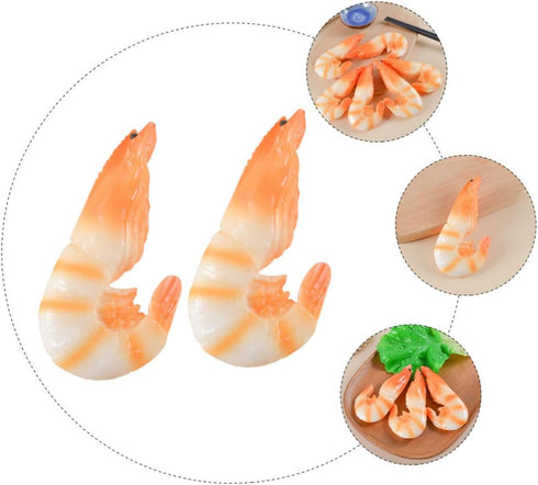 2pcs Abaodam Artificial Shrimp Model Aquarium Shrimp Tank Accessory Fake Figurines for Display