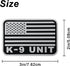 K-9 Tactical Patch 3x2 inch Black and White US Flag Patch for Tactical Hat, Cap, Vest, Trooper Clothing, Bags (White,