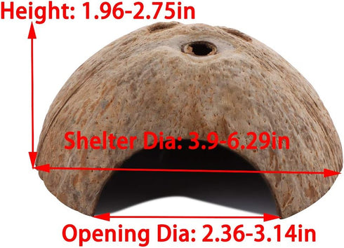 2 Pack Spider Coconut Shell Shelter, Hermit Crab Hideout, Lizard Hiding Cave, Fish Tank Decoration