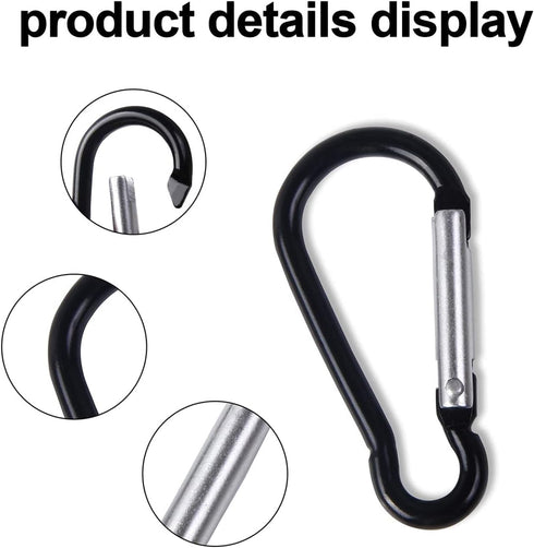 H&W 1.8'' Small Aluminum Carabiner D Ring 32pcs, Durable Spring-Loaded Gate Clips, 8 Colors