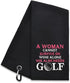 Hafhue Microfiber Golf Towel | Embroidered Women's Accessory, Funny Gift, Black, 23.6x15.8 inches