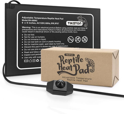 Tikaton Reptile Heat Pad - Adjustable Temperature Under Tank Heater for 10-20gal/30-40gal Terrarium