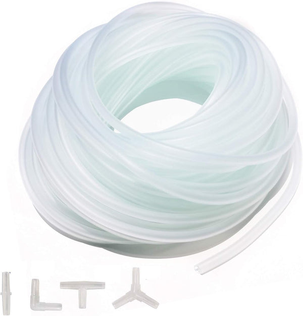 ALEGI Standard 3/16" Flexible Airline Tubing with Connectors for Aquariums, Terrariums, Hydroponics, 100 Feet