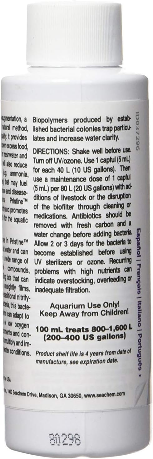 Seachem Pristine Natural Waste Management - Organic Sludge and Detritus Eliminator 100ml/3.4oz