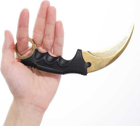 Karambit Knife Trainer - 100% Safe Stainless Steel Practice Training Knife with Sheath for Beginners (Golden Color)