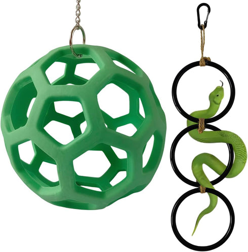 Ajqxh Snake Enrichment Toys Ball,Jungle Gym Ball and Enrichment Rings for Small Ball